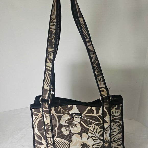 Beach by CLC Neoprene Brown, Ivory and Tan Tropical Floral Print Shoulder Bag - Picture 9 of 14